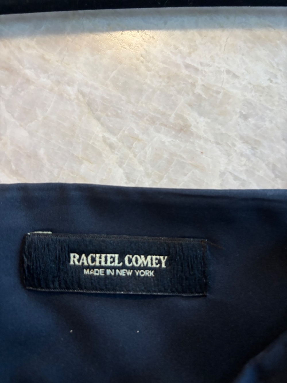 RACHEL COMEY Navy Structured Stretch Cotton Front Slit Midi Dress - Size 4 - Picture 8 of 10